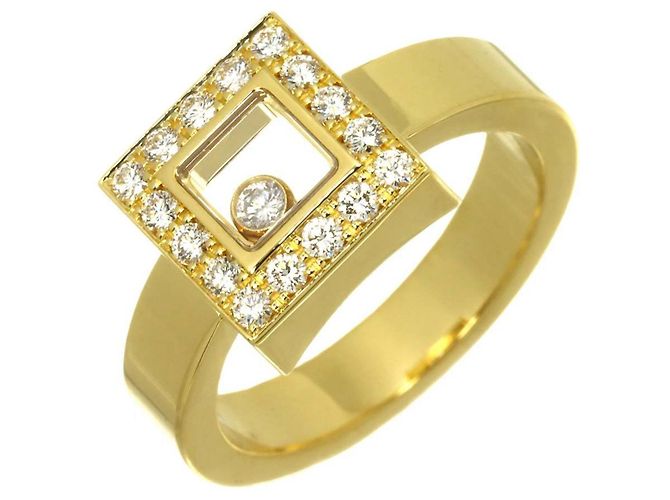 Anel Chopard Happy Diamonds Square 1 em ouro amarelo