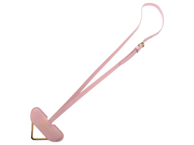 Colar com pendente Prada em couro Saffiano rosa