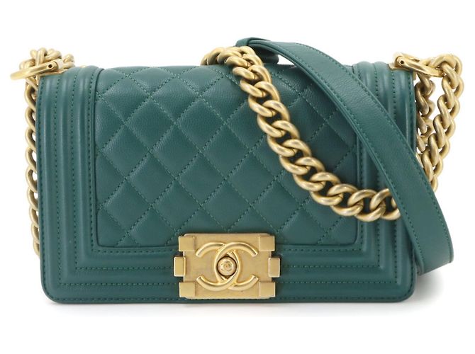 Chanel Boy Small Chain Shoulder Handbag in Green