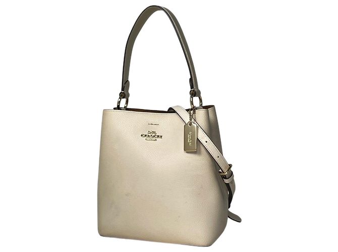Bolsa de mão em couro 2WAY Coach em White