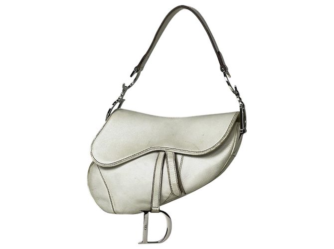 Borsa a tracolla Saddle Christian Dior in pelle bianca