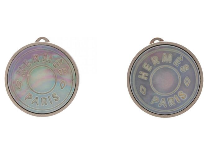 Hermès Hermes Silver Sellier Shell Clip-Ohrringe