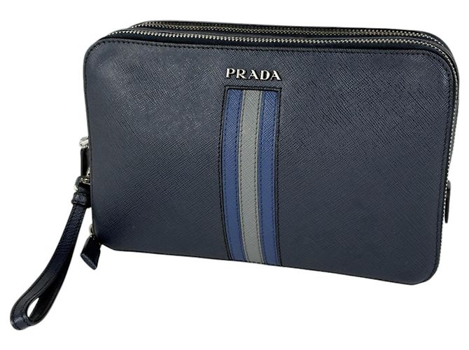 Prada Navy Leather Pochette