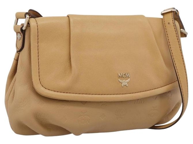 MCM Visetos Leder Handtasche Beige