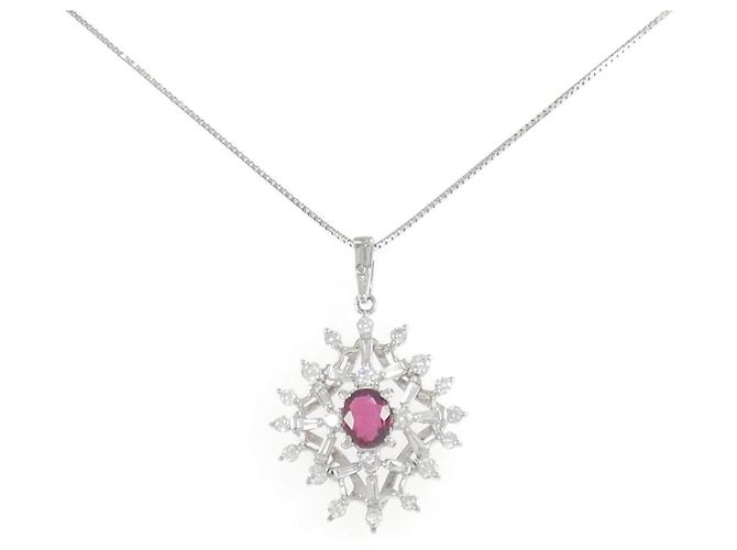 Autre Marque Collar Pt900 Pt850 Rubí Diamante
