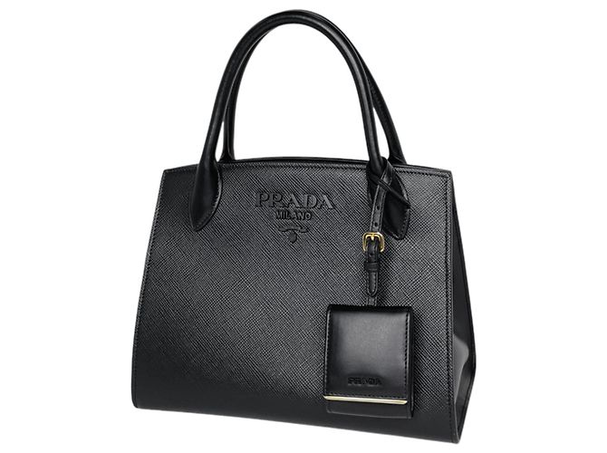 Bolsa Prada em couro Saffiano preto