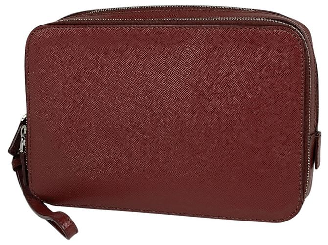 Pochette Prada en cuir Saffiano rouge