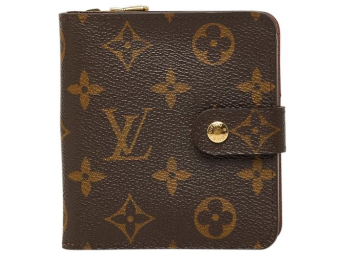 Cartera bi-fold compacta con cremallera Louis Vuitton Monogram