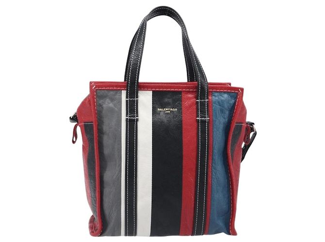 Balenciaga Bazar Striped Leather Medium