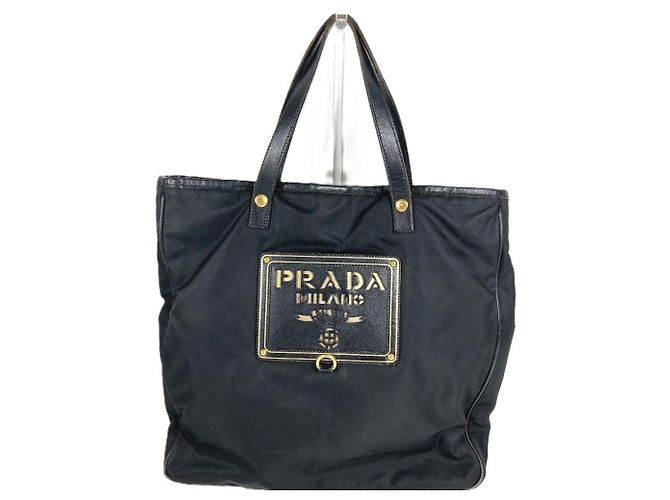 Prada Black Leather and Nylon Handbag