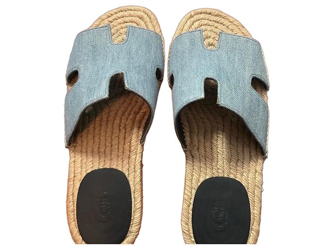 Hermès Ciabatte Espadrilles Denim Blu