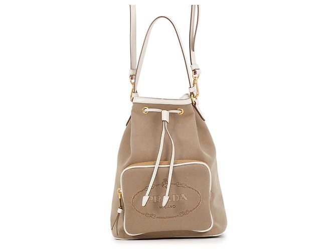 Bolsa Prada em tela jacquard e couro