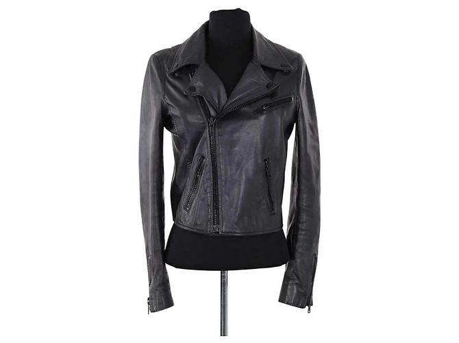 Maje Black Leather Jacket S