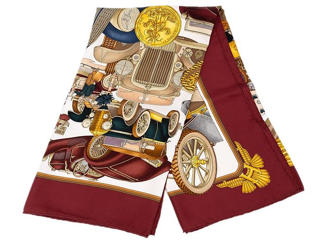 Foulard di seta Hermès Automobile rosso 90