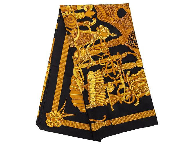Foulard di seta Hermès Armets en Panache Nero 90