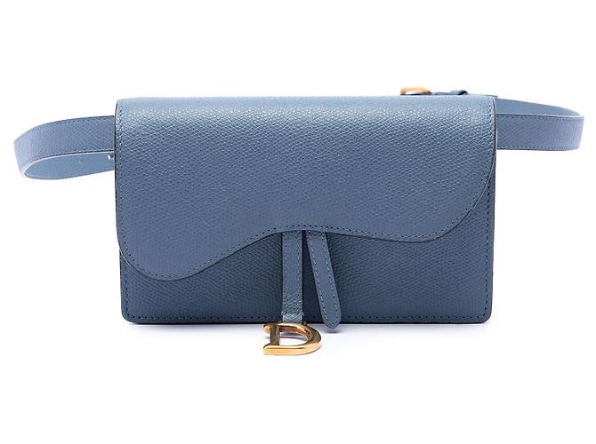 Bolsa de cinto Saddle Dior em pele de vitelo granulada azul