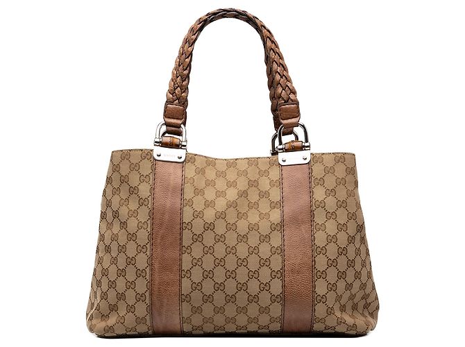 Borsa Tote Gucci Medium GG Canvas Bamboo Libeccio Beige