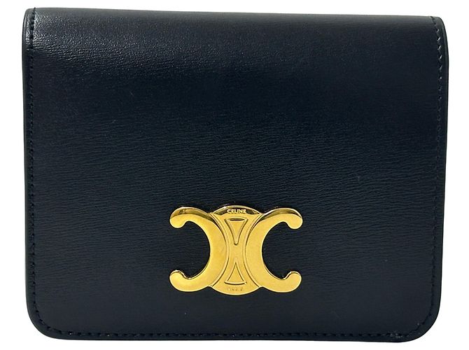 Céline Cartera bi-fold de cuero Celine Triomphe Design