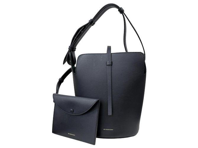 Borsa a secchiello in pelle nera e verde Burberry
