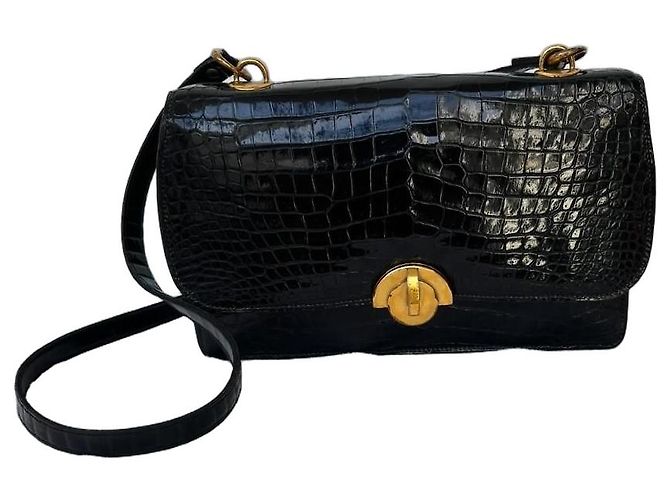 Hermès Borsa Demi-Lune Coccodrillo Nero