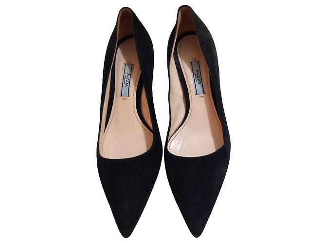 Prada Black Suede Pointed-Toe Pumps