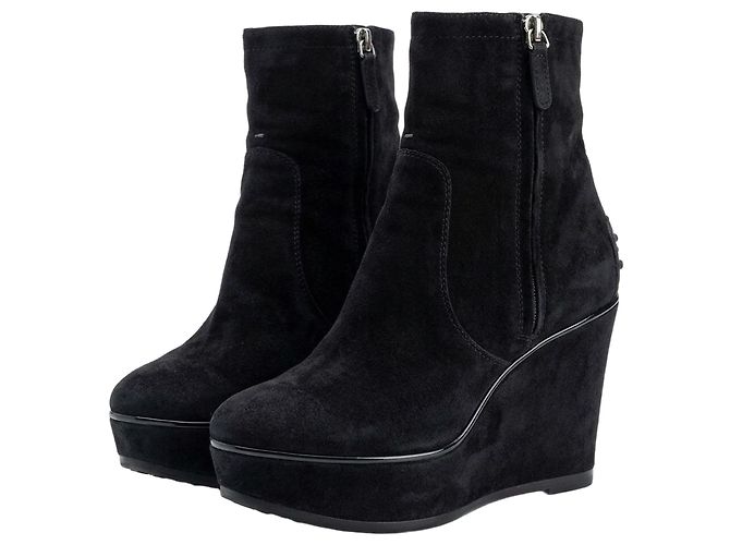 Tod's Botines de ante negros con cuña