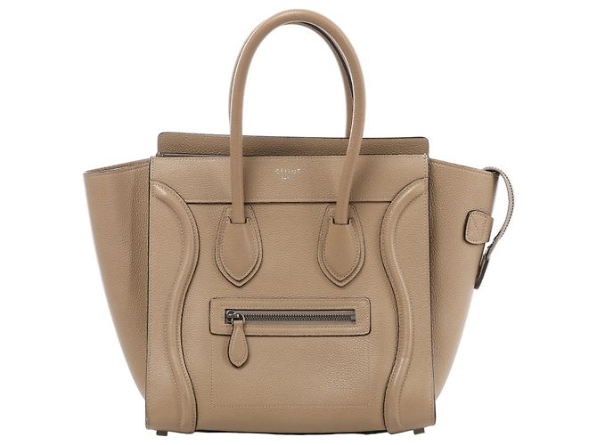 Céline Celine Luggage Micro Lederhandtasche in Beige