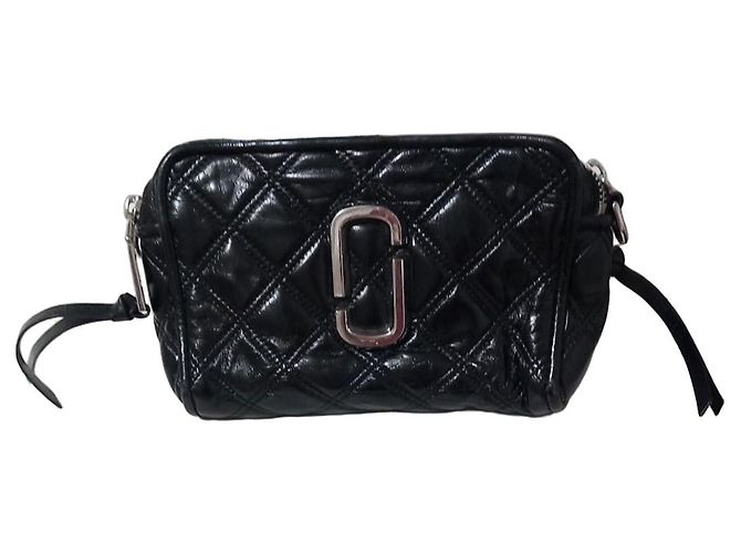 Marc Jacobs The Softshot Bolsa de Ombro em Pele Acolchoada Preta