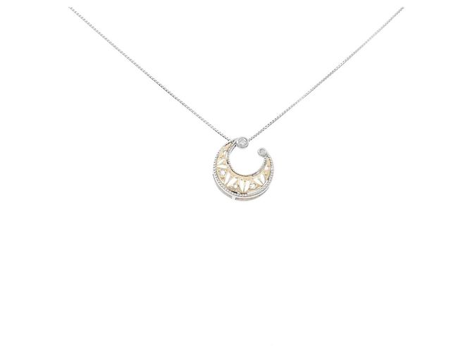 Autre Marque Colar Lua em Pt900 Au750 Pt850 e Diamantes