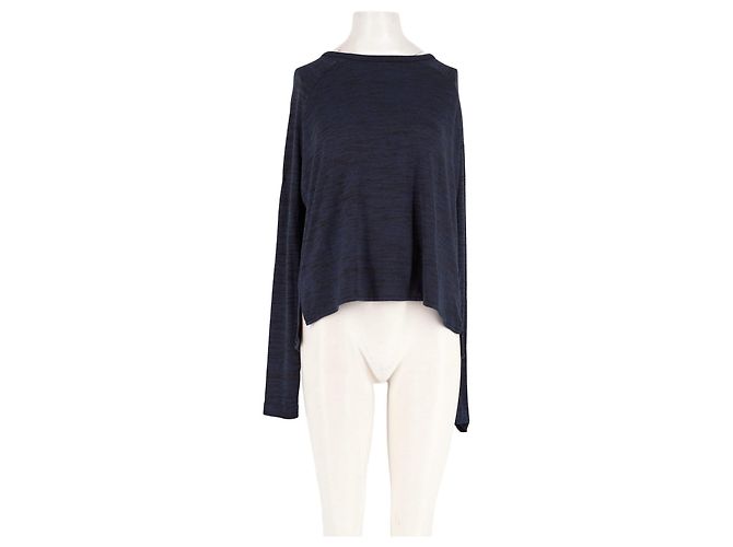 Rag & Bone Navy Blauer Wolle Cropped Pullover Gerade
