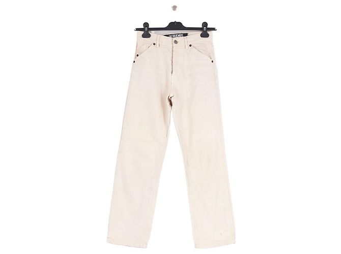 Vaqueros Jacquemus de algodón beige de talle alto