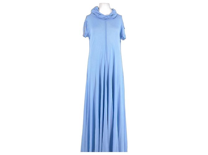 Céline Hellblaues Maxikleid mit Rollkragen