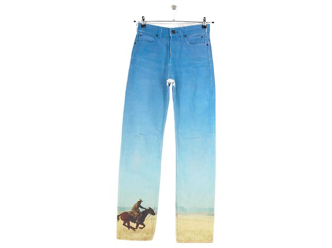 Vaqueros rectos de algodón azul Calvin Klein