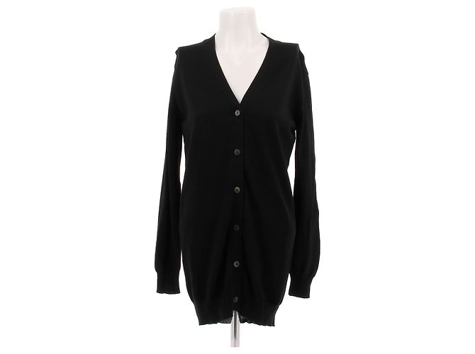 Miu Miu Langer schwarzer Wollcardigan