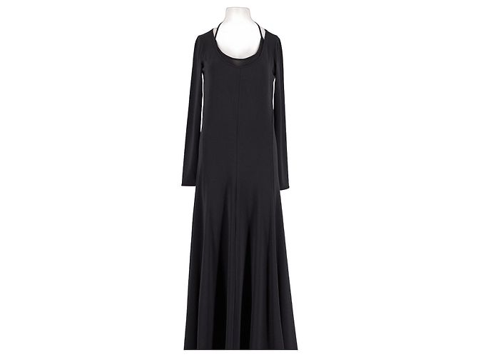 Mango Maxikleid Schwarz mit langen Ärmeln