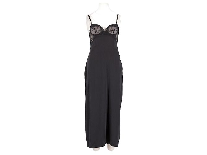 Vestido largo negro La Perla con encaje