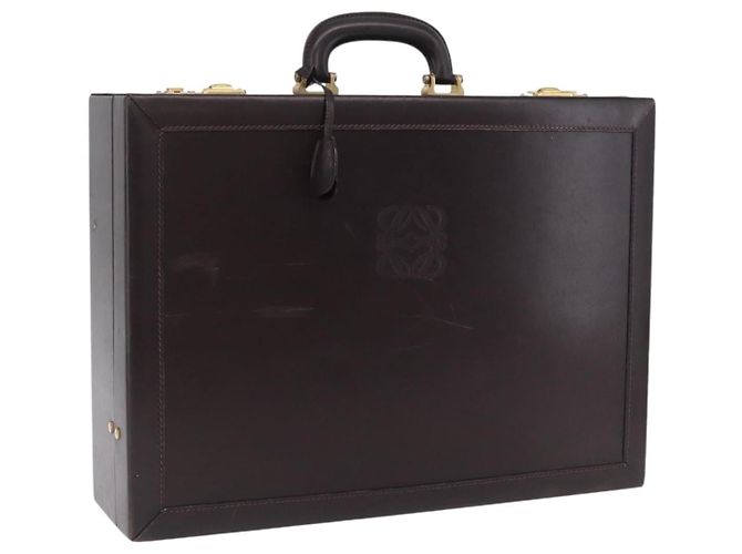 LOEWE Trunk Leather Dark Brown Gold Tone