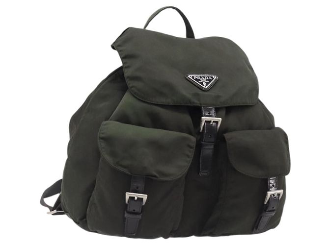 PRADA Rucksack Nylon Khaki Silver