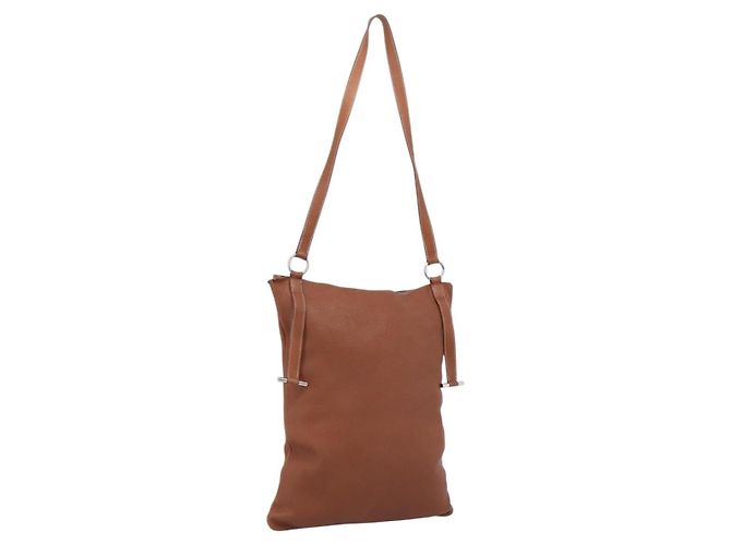 Hermès HERMES Shoulder Bag Leather Brown Silver