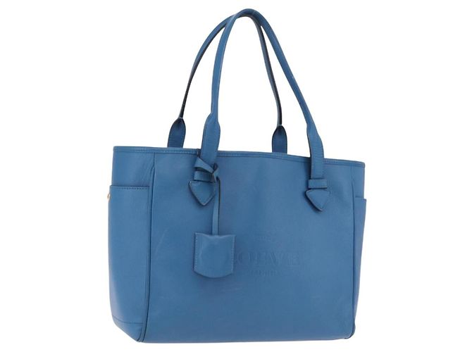 LOEWE Tote Bag Leather Gold Blue