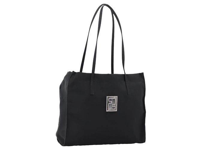 FENDI Bolsa de Ombro Nylon Black Silver