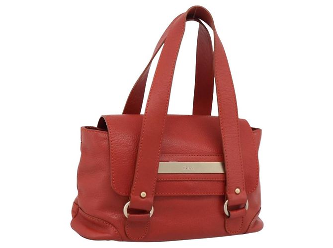 Chloé Chloe Tote Bag Leather Red Gold