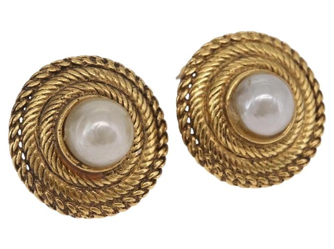 CHANEL Ohrringe Metall Gold Tone CC