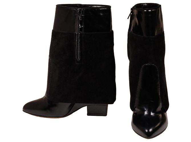 Givenchy Botas de cano curto em couro e camurça preta