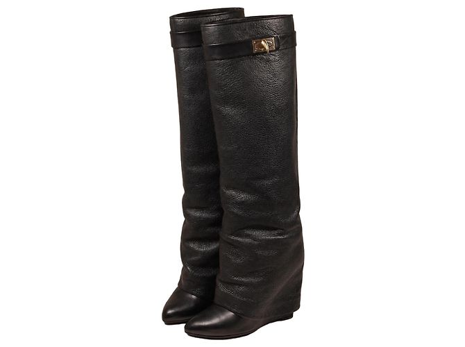 Givenchy Shark Lock Black Leather Boots