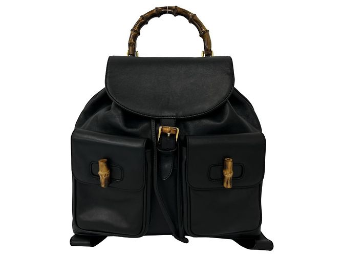 Gucci Vintage Bamboo Leder-Rucksack