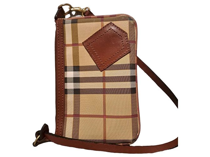 Burberry Pochette Nova Check in Pelle