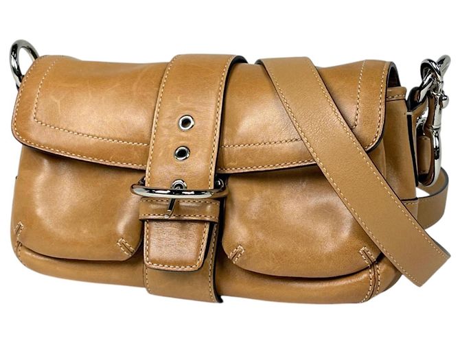 Bolsa de ombro Coach em couro marrom