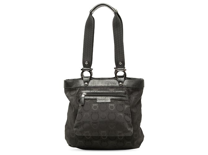 Salvatore Ferragamo Ferragamo Gancini Canvas Tote Schwarz