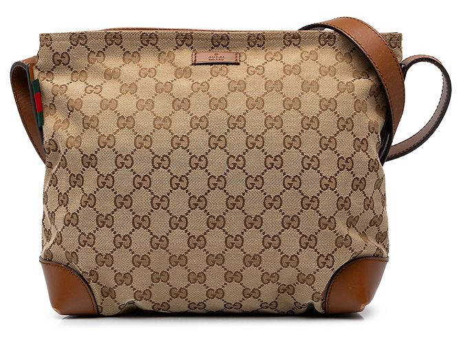 Borsa a tracolla Gucci Beige GG Canvas Web